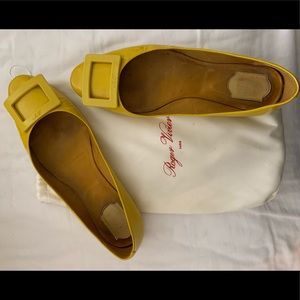 Roger Vivier yellow patent leather flats